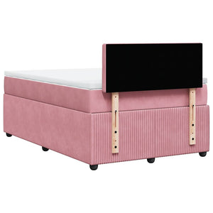 Κρεβάτι Boxspring με Στρώμα Ροζ 120x190 εκ. Βελούδινο - Pakobazaar