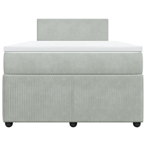 Κρεβάτι Boxspring με Στρώμα Ανοιχτό Γκρι 120x200 εκ. Βελούδινο - Pakobazaar