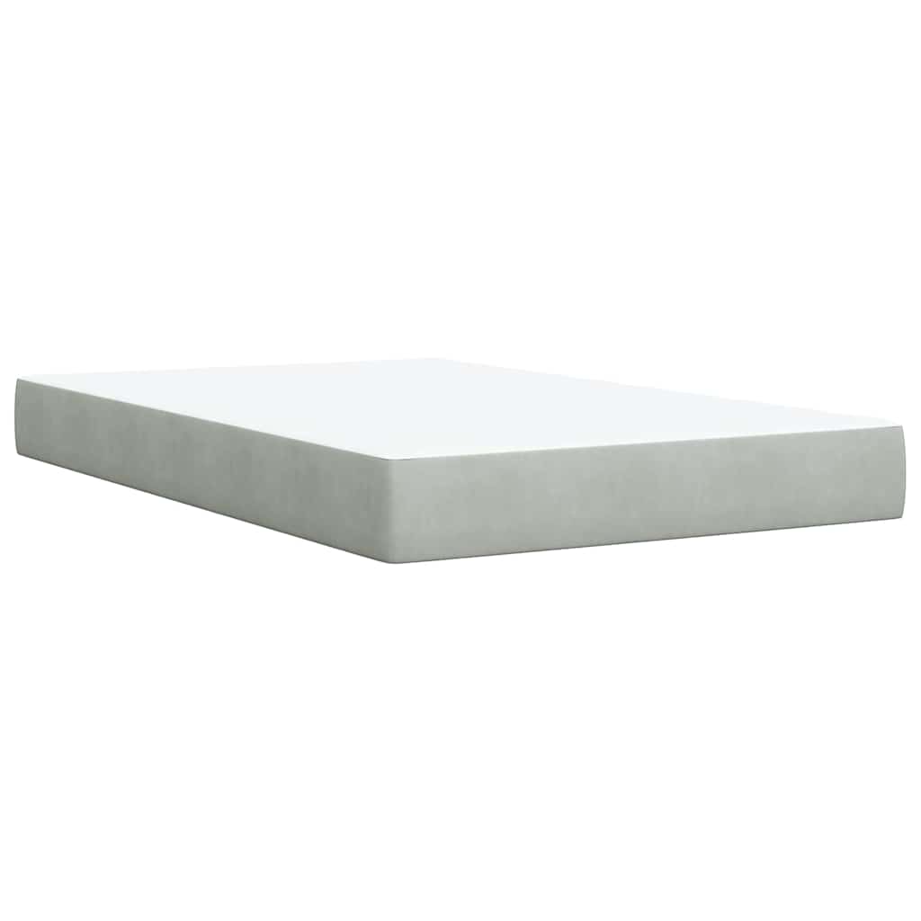 Κρεβάτι Boxspring με Στρώμα Ανοιχτό Γκρι 120x200 εκ. Βελούδινο - Pakobazaar