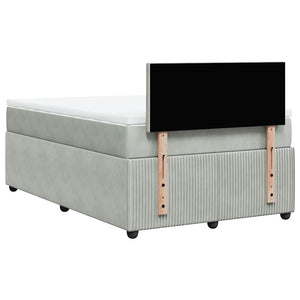 Κρεβάτι Boxspring με Στρώμα Ανοιχτό Γκρι 120x200 εκ. Βελούδινο - Pakobazaar