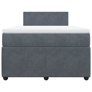 Κρεβάτι Boxspring με Στρώμα Σκούρο Γκρι 120x200 εκ. Βελούδινο - Pakobazaar