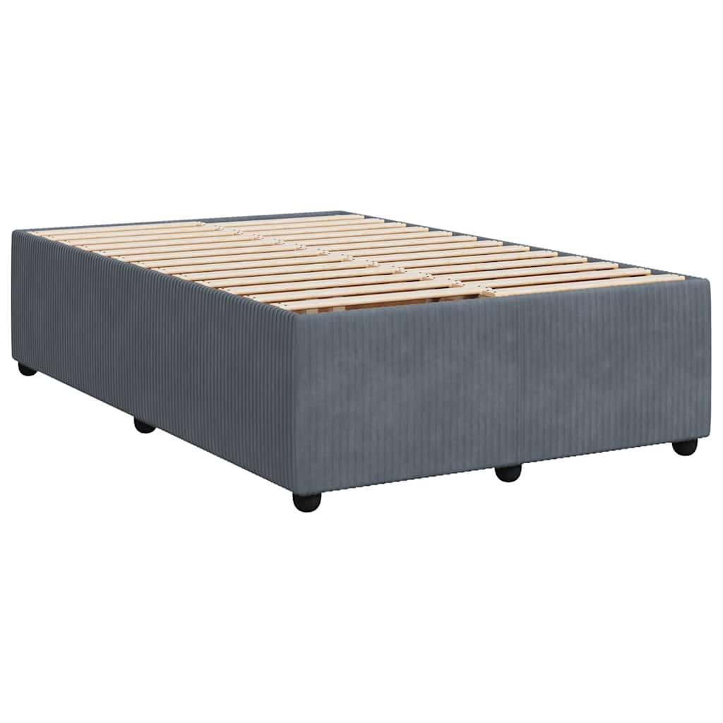 Κρεβάτι Boxspring με Στρώμα Σκούρο Γκρι 120x200 εκ. Βελούδινο - Pakobazaar