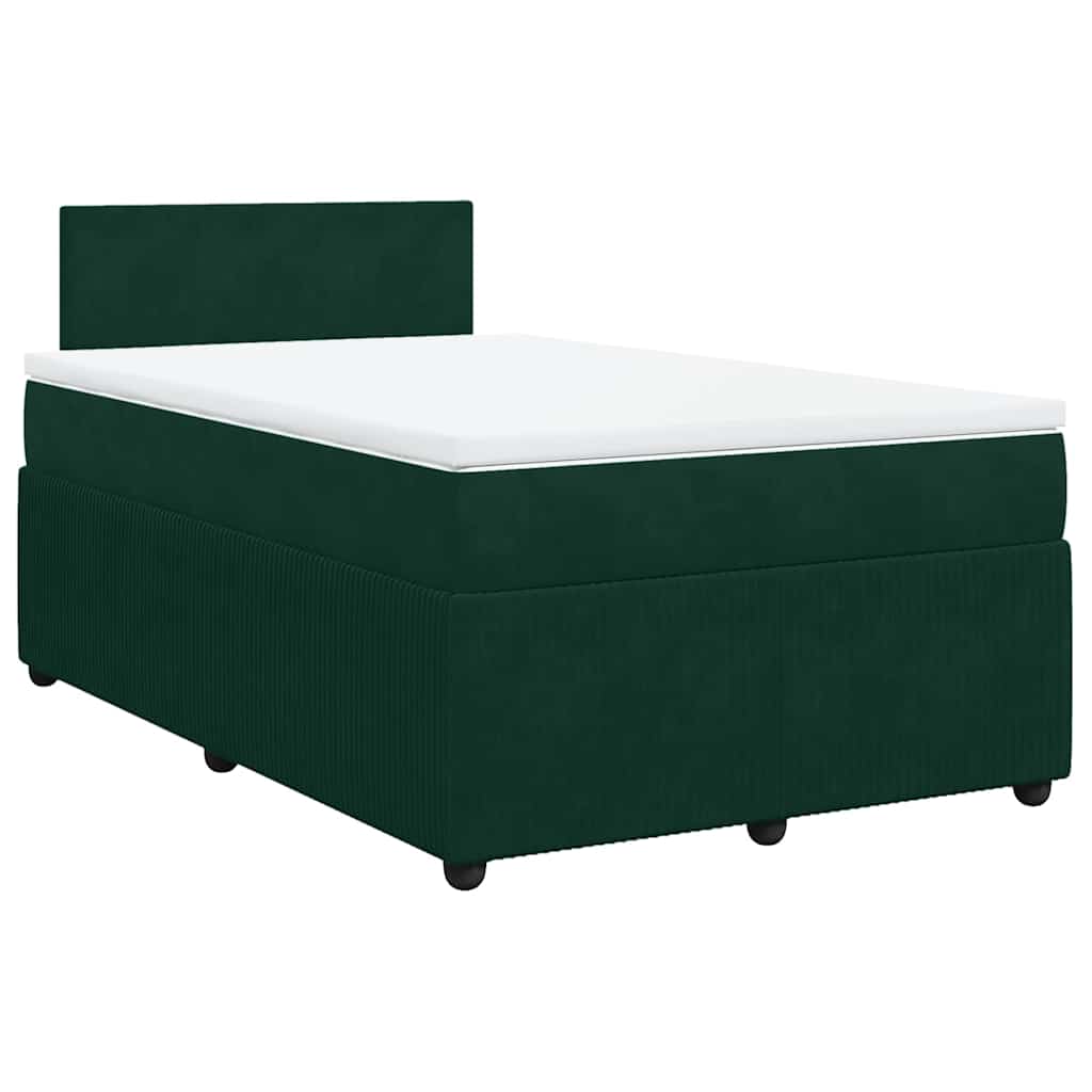 Κρεβάτι Boxspring με Στρώμα Σκούρο Πράσινο 120x200εκ. Βελούδινο - Pakobazaar