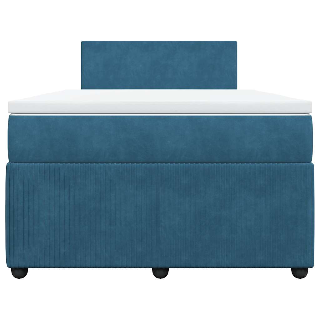 Κρεβάτι Boxspring με Στρώμα Μπλε 120x200 εκ. Βελούδινο - Pakobazaar