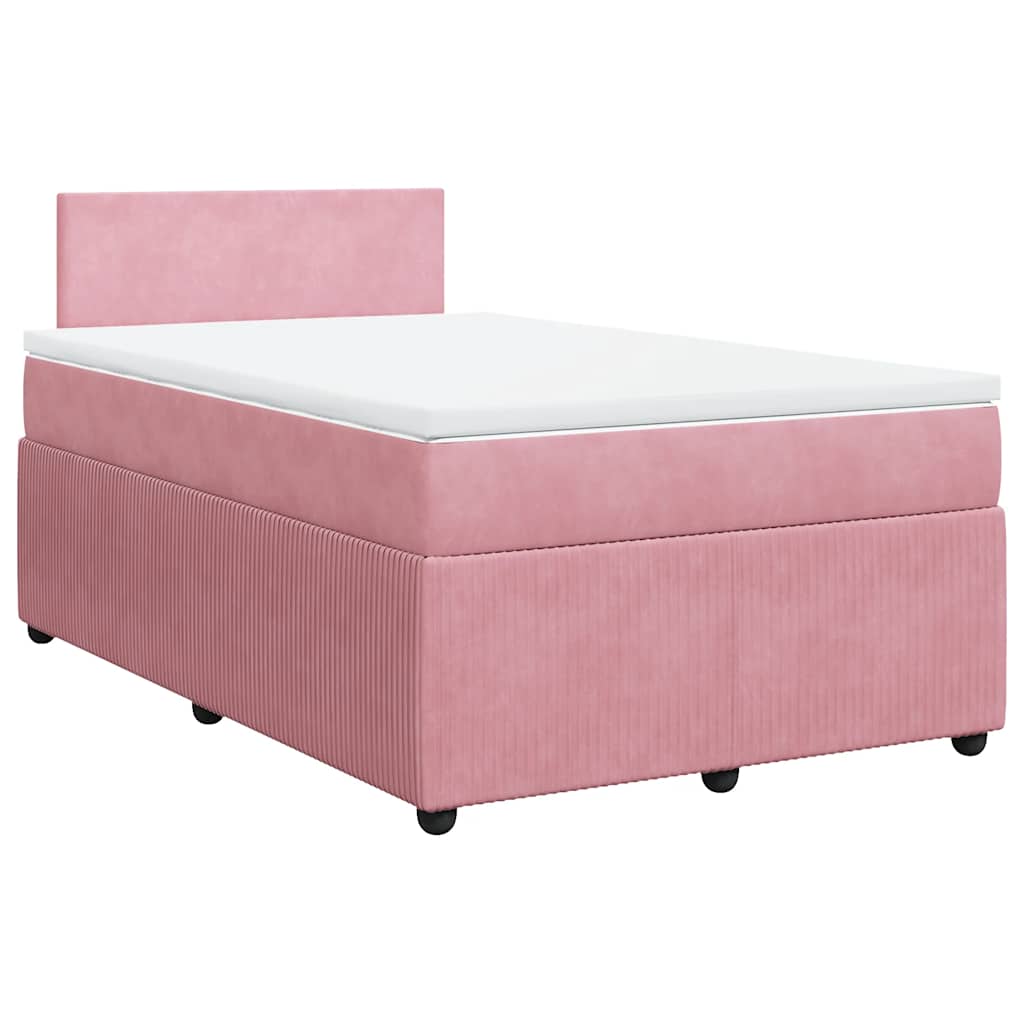 Κρεβάτι Boxspring με Στρώμα Ροζ 120x200 εκ. Βελούδινο - Pakobazaar