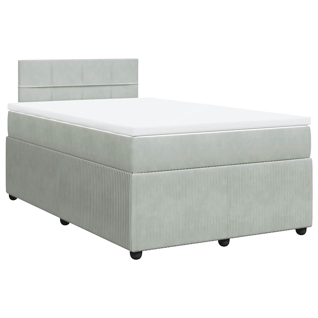 Κρεβάτι Boxspring με Στρώμα Ανοιχτό Γκρι 120x200 εκ. Βελούδινο - Pakobazaar