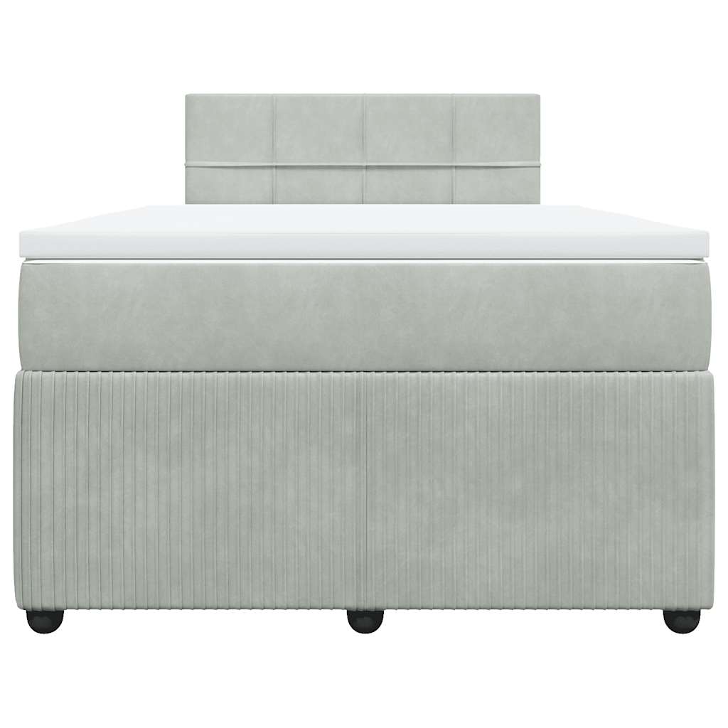 Κρεβάτι Boxspring με Στρώμα Ανοιχτό Γκρι 120x200 εκ. Βελούδινο - Pakobazaar
