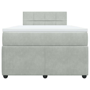 Κρεβάτι Boxspring με Στρώμα Ανοιχτό Γκρι 120x200 εκ. Βελούδινο - Pakobazaar
