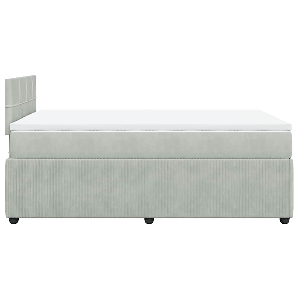 Κρεβάτι Boxspring με Στρώμα Ανοιχτό Γκρι 120x200 εκ. Βελούδινο - Pakobazaar