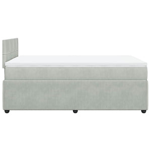 Κρεβάτι Boxspring με Στρώμα Ανοιχτό Γκρι 120x200 εκ. Βελούδινο - Pakobazaar