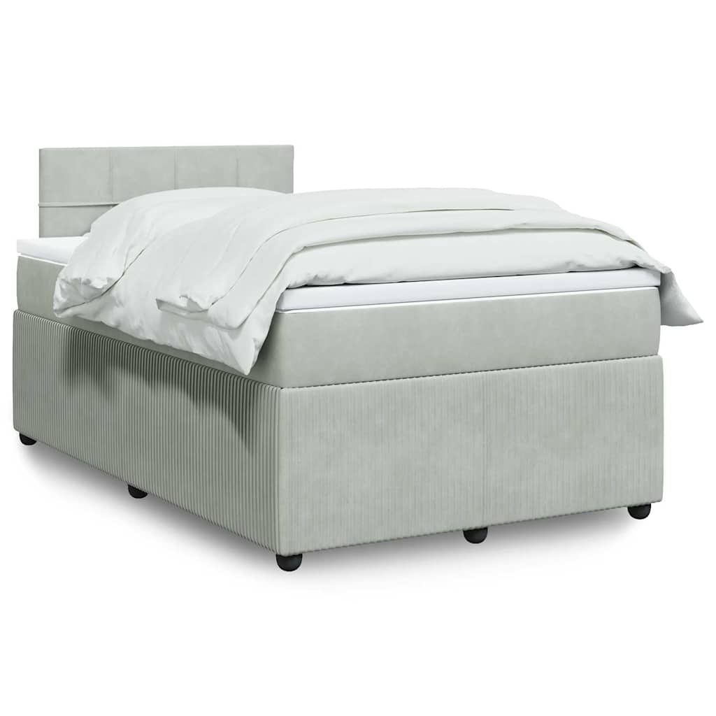 Κρεβάτι Boxspring με Στρώμα Ανοιχτό Γκρι 120x200 εκ. Βελούδινο - Pakobazaar