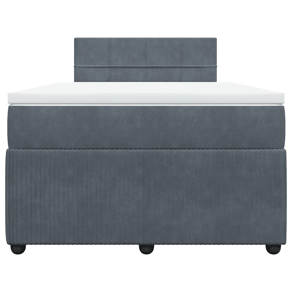 Κρεβάτι Boxspring με Στρώμα Σκούρο Γκρι 120x200 εκ. Βελούδινο - Pakobazaar
