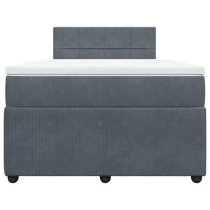 Κρεβάτι Boxspring με Στρώμα Σκούρο Γκρι 120x200 εκ. Βελούδινο - Pakobazaar