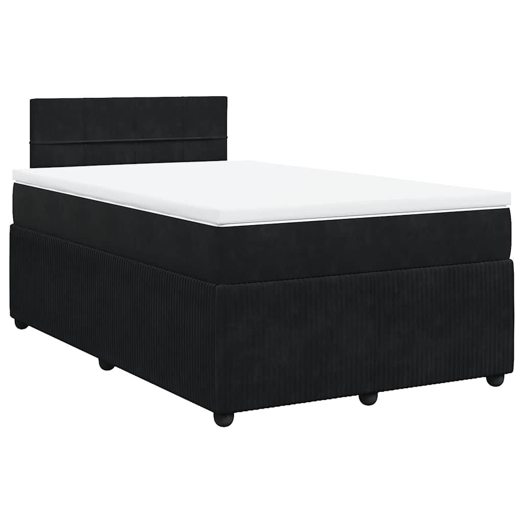 Κρεβάτι Boxspring με Στρώμα Μαύρο 120 x 200 εκ. Βελούδινο