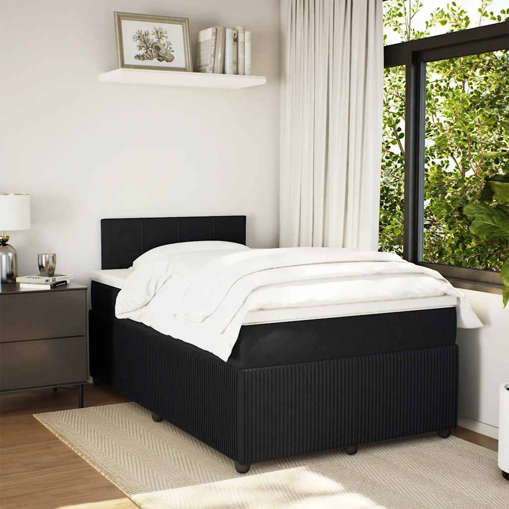 Κρεβάτι Boxspring με Στρώμα Μαύρο 120 x 200 εκ. Βελούδινο