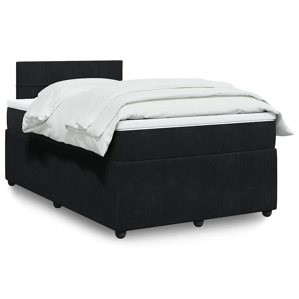 Κρεβάτι Boxspring με Στρώμα Μαύρο 120 x 200 εκ. Βελούδινο
