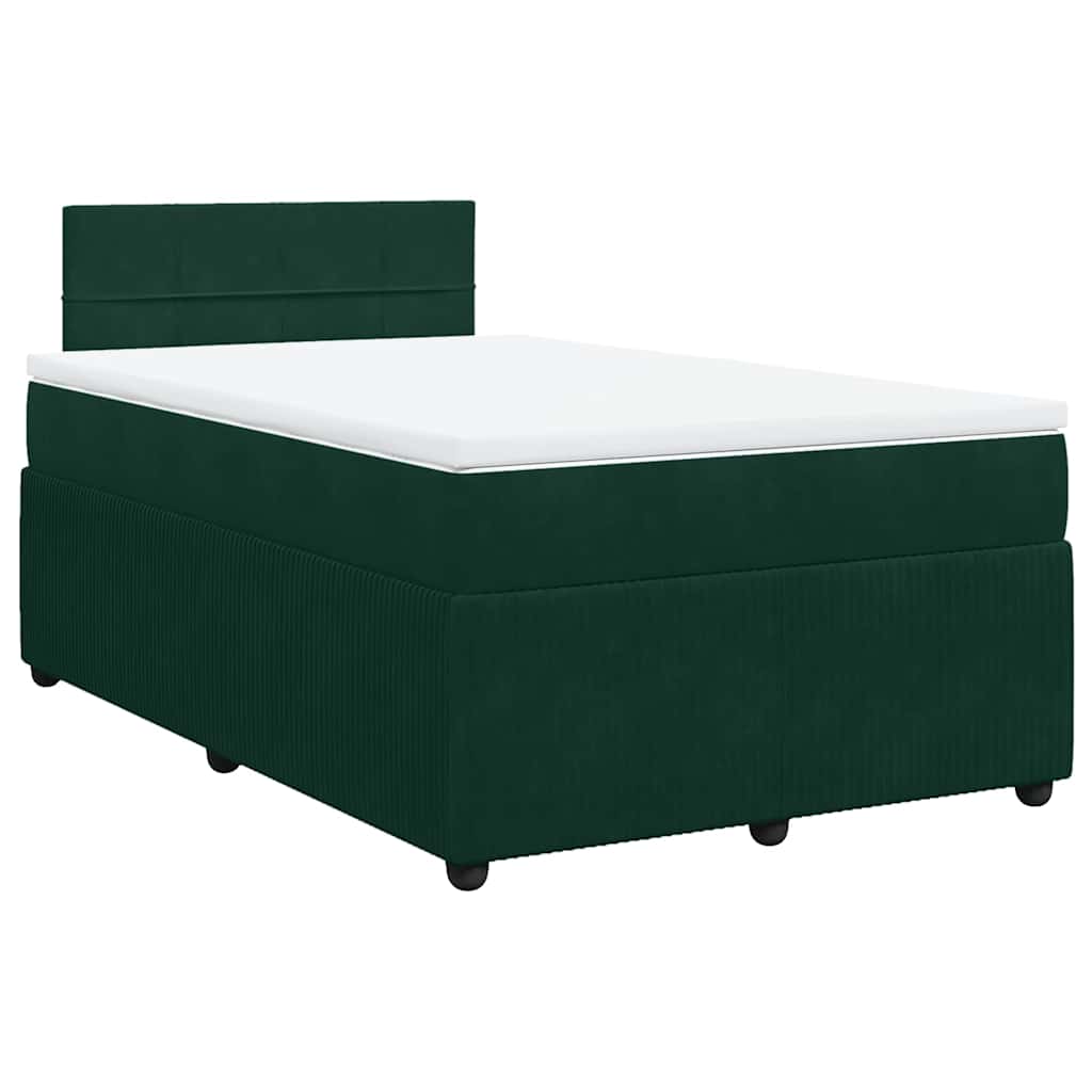 Κρεβάτι Boxspring με Στρώμα Σκούρο Πράσινο 120x200εκ. Βελούδινο - Pakobazaar