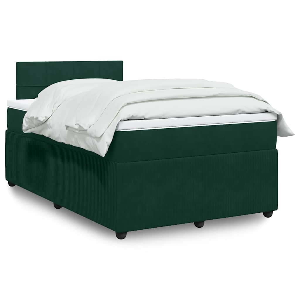 Κρεβάτι Boxspring με Στρώμα Σκούρο Πράσινο 120x200εκ. Βελούδινο - Pakobazaar