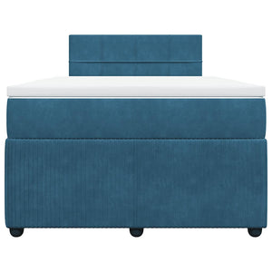Κρεβάτι Boxspring με Στρώμα Μπλε 120x200 εκ. Βελούδινο - Pakobazaar