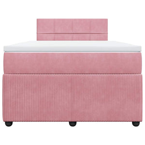 Κρεβάτι Boxspring με Στρώμα Ροζ 120x200 εκ. Βελούδινο - Pakobazaar
