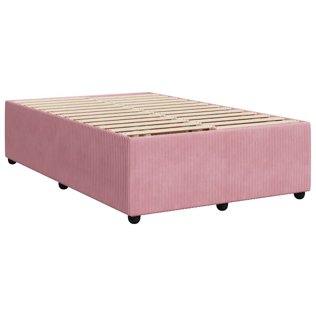 Κρεβάτι Boxspring με Στρώμα Ροζ 120x200 εκ. Βελούδινο - Pakobazaar