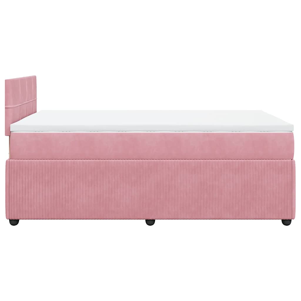 Κρεβάτι Boxspring με Στρώμα Ροζ 120x200 εκ. Βελούδινο - Pakobazaar