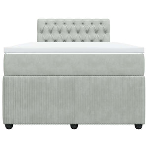 Κρεβάτι Boxspring με Στρώμα Ανοιχτό Γκρι 120x200 εκ. Βελούδινο - Pakobazaar