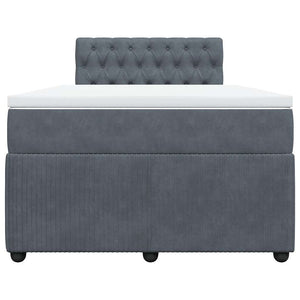 Κρεβάτι Boxspring με Στρώμα Σκούρο Γκρι 120x200 εκ. Βελούδινο - Pakobazaar