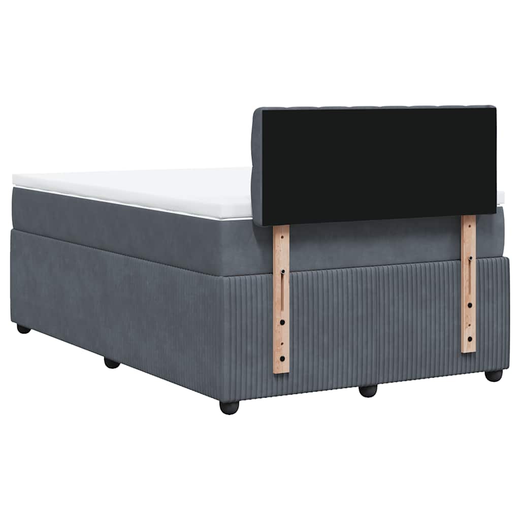 Κρεβάτι Boxspring με Στρώμα Σκούρο Γκρι 120x200 εκ. Βελούδινο - Pakobazaar