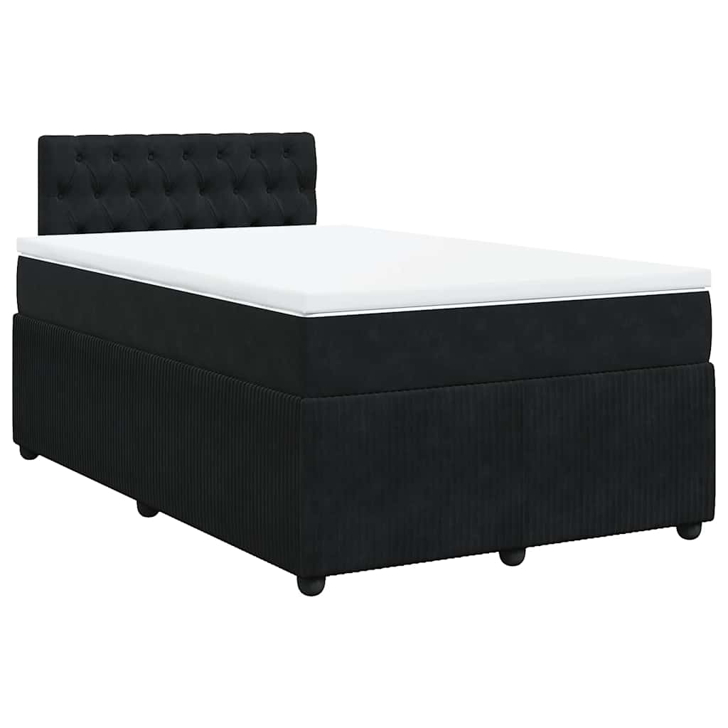 Κρεβάτι Boxspring με Στρώμα Μαύρο 120 x 200 εκ. Βελούδινο
