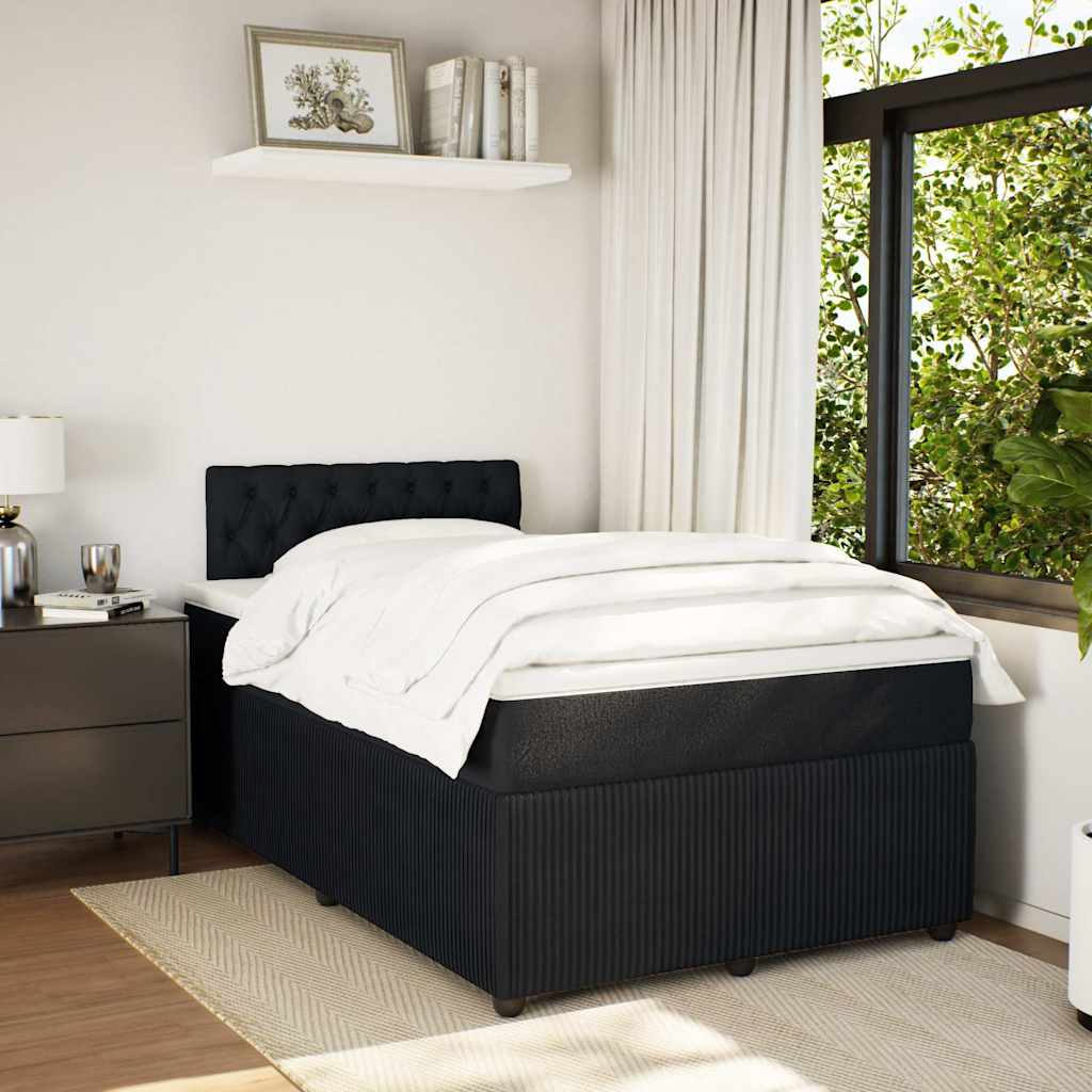Κρεβάτι Boxspring με Στρώμα Μαύρο 120 x 200 εκ. Βελούδινο