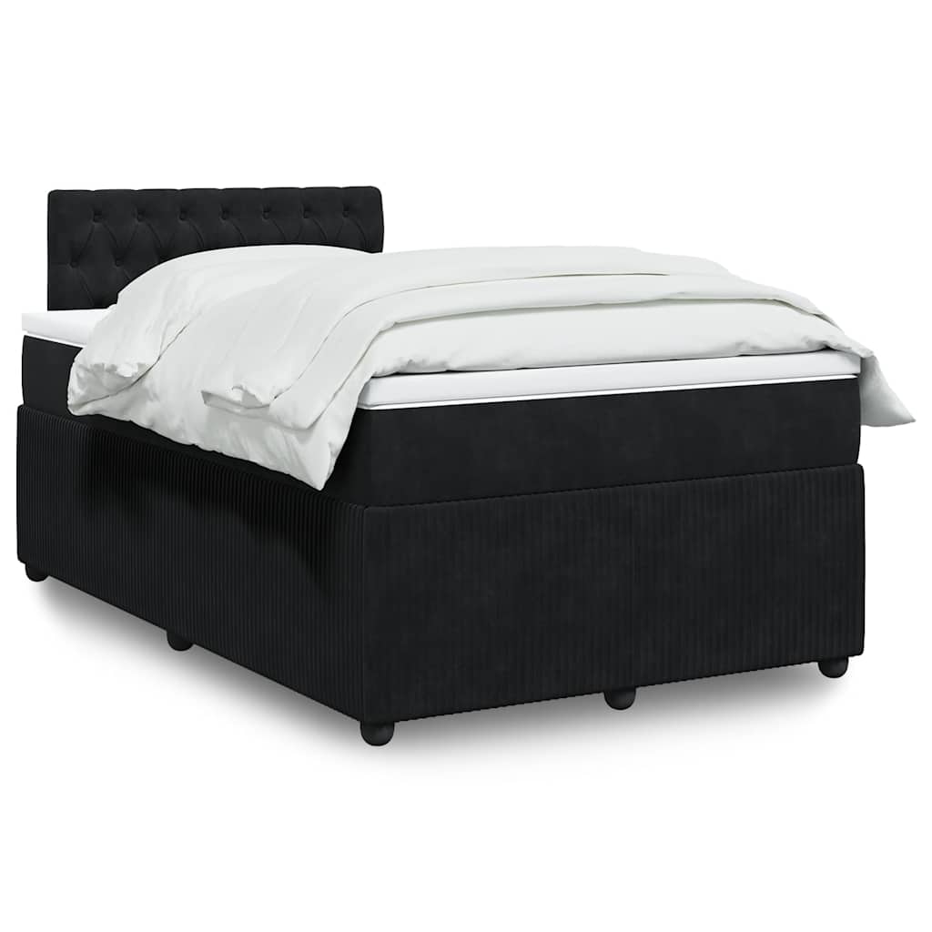 Κρεβάτι Boxspring με Στρώμα Μαύρο 120 x 200 εκ. Βελούδινο