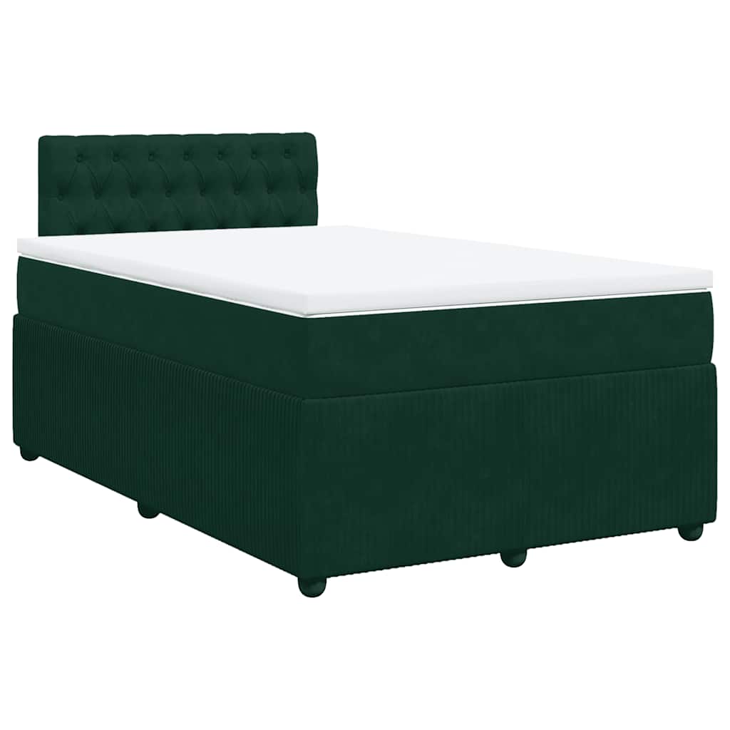 Κρεβάτι Boxspring με Στρώμα Σκούρο Πράσινο 120x200εκ. Βελούδινο - Pakobazaar