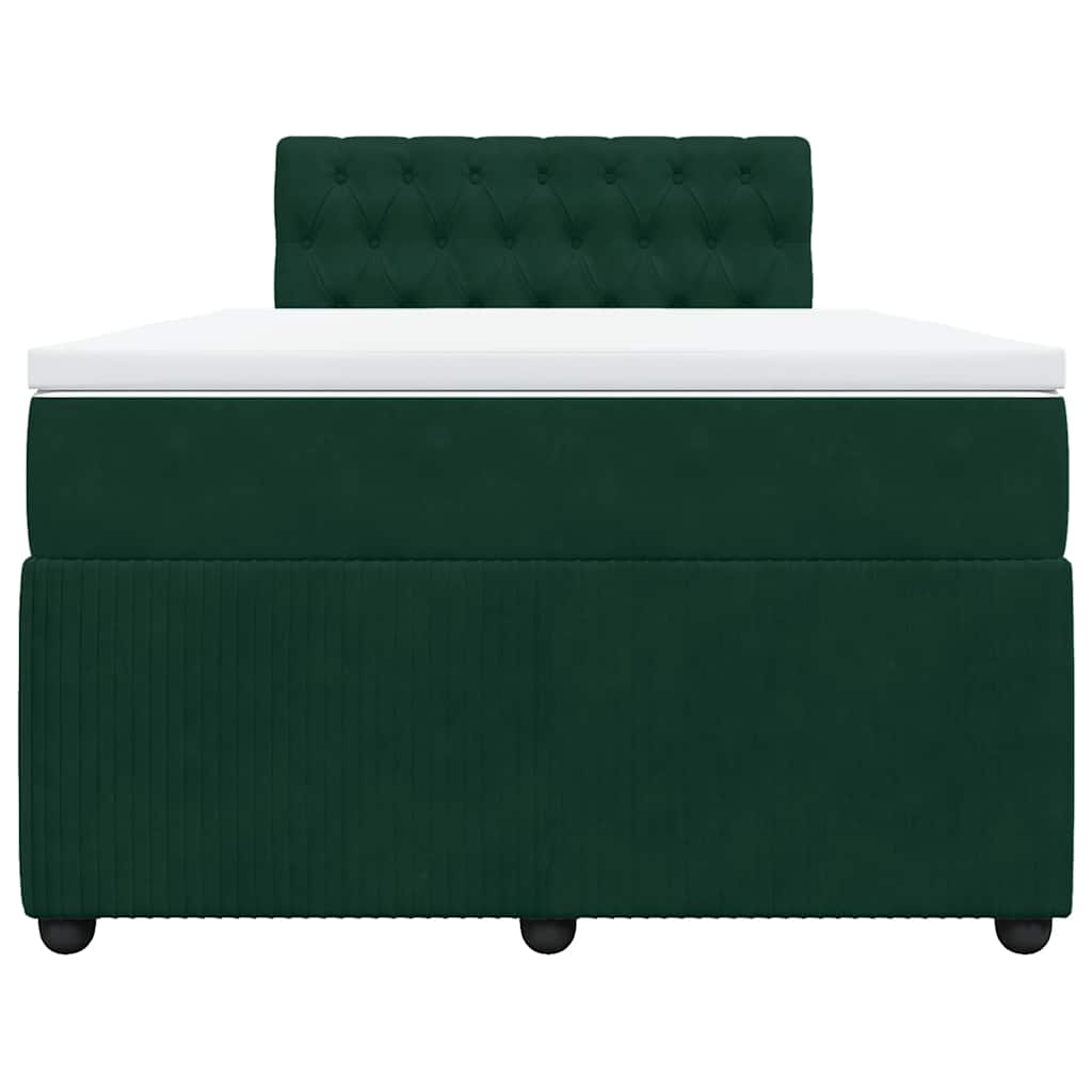 Κρεβάτι Boxspring με Στρώμα Σκούρο Πράσινο 120x200εκ. Βελούδινο - Pakobazaar