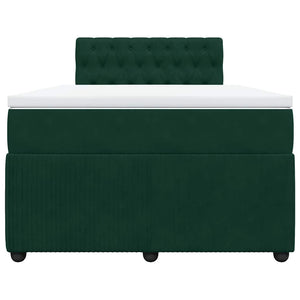 Κρεβάτι Boxspring με Στρώμα Σκούρο Πράσινο 120x200εκ. Βελούδινο - Pakobazaar