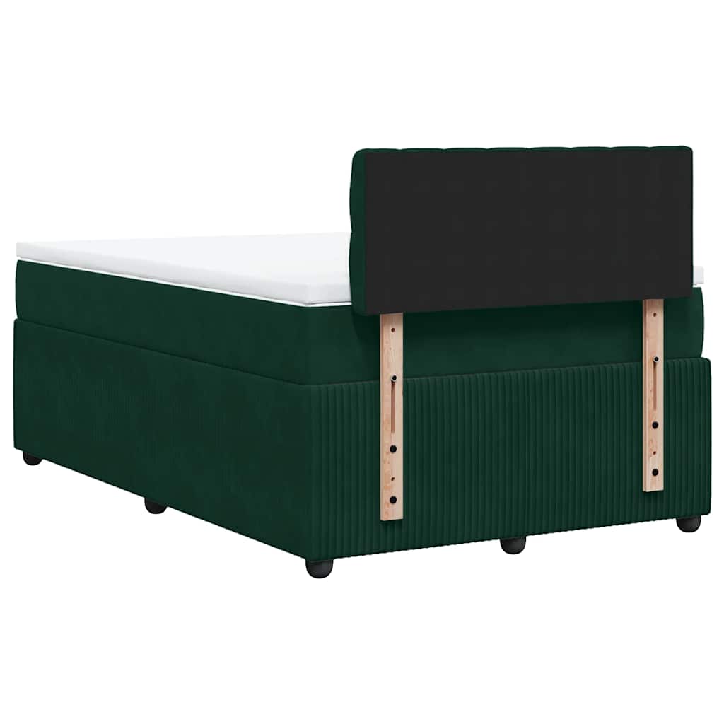 Κρεβάτι Boxspring με Στρώμα Σκούρο Πράσινο 120x200εκ. Βελούδινο - Pakobazaar