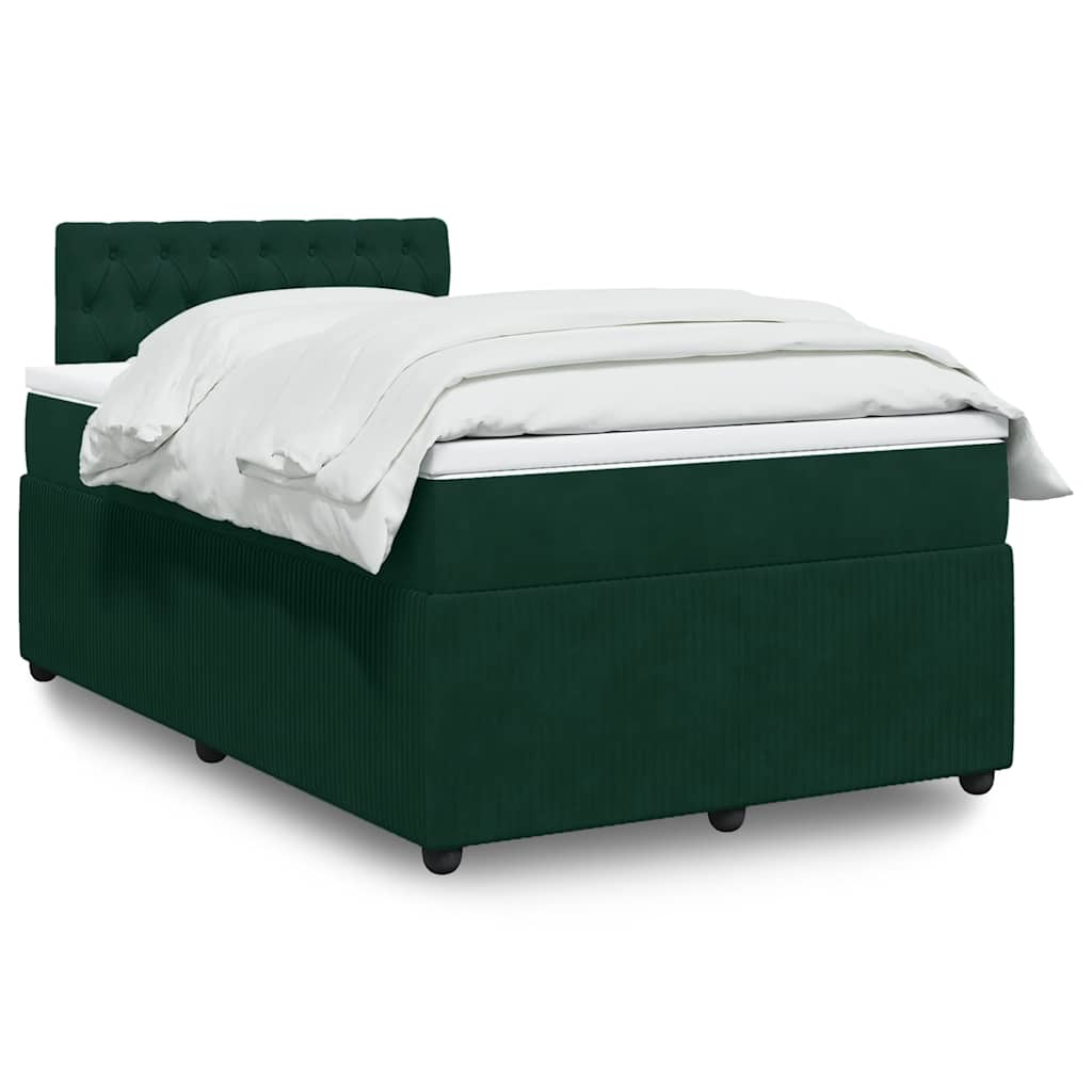 Κρεβάτι Boxspring με Στρώμα Σκούρο Πράσινο 120x200εκ. Βελούδινο - Pakobazaar