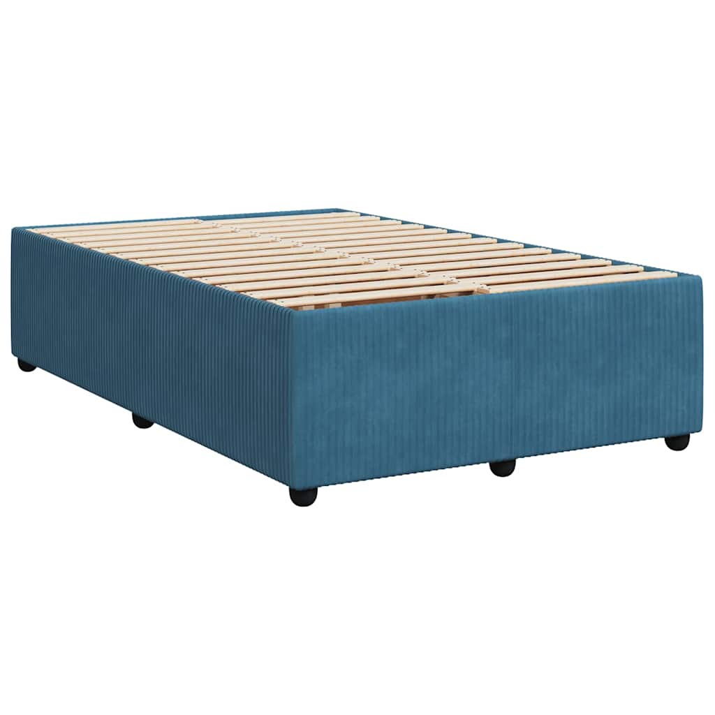 Κρεβάτι Boxspring με Στρώμα Μπλε 120x200 εκ. Βελούδινο - Pakobazaar