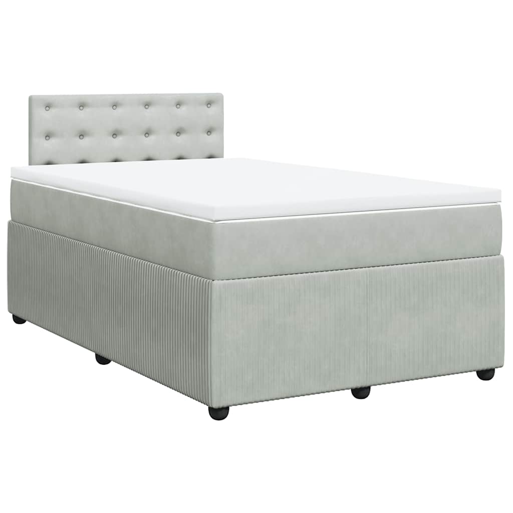 Κρεβάτι Boxspring με Στρώμα Ανοιχτό Γκρι 120x200 εκ. Βελούδινο - Pakobazaar