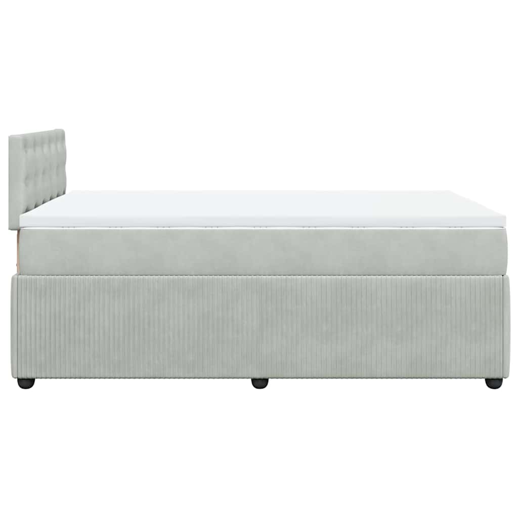 Κρεβάτι Boxspring με Στρώμα Ανοιχτό Γκρι 120x200 εκ. Βελούδινο - Pakobazaar