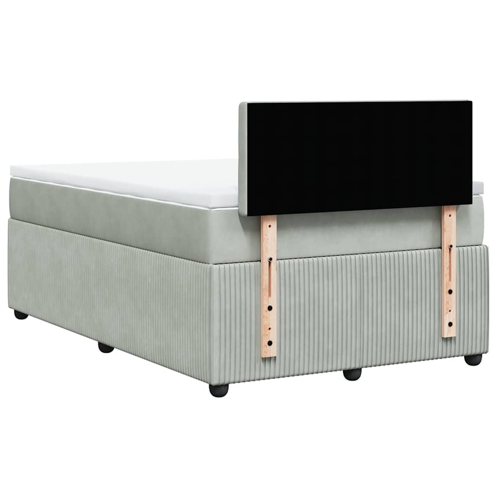 Κρεβάτι Boxspring με Στρώμα Ανοιχτό Γκρι 120x200 εκ. Βελούδινο - Pakobazaar