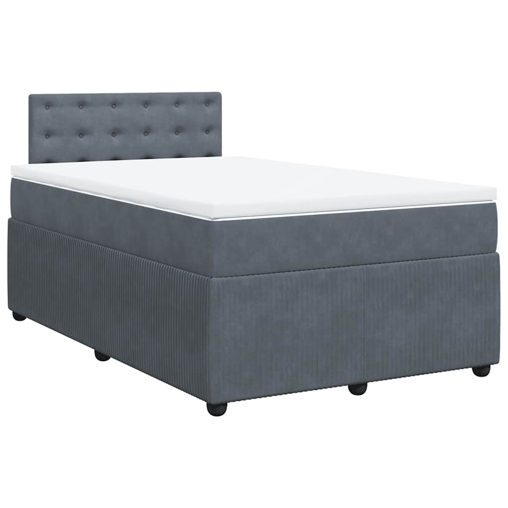 Κρεβάτι Boxspring με Στρώμα Σκούρο Γκρι 120x200 εκ. Βελούδινο - Pakobazaar