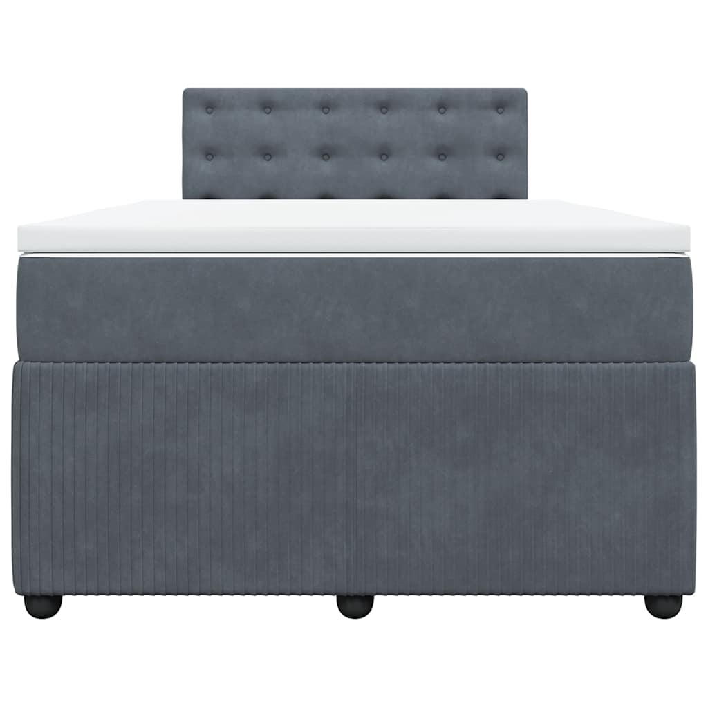 Κρεβάτι Boxspring με Στρώμα Σκούρο Γκρι 120x200 εκ. Βελούδινο - Pakobazaar