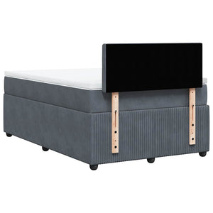 Κρεβάτι Boxspring με Στρώμα Σκούρο Γκρι 120x200 εκ. Βελούδινο - Pakobazaar