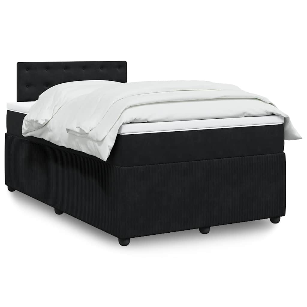 Κρεβάτι Boxspring με Στρώμα Μαύρο 120 x 200 εκ. Βελούδινο - Pakobazaar