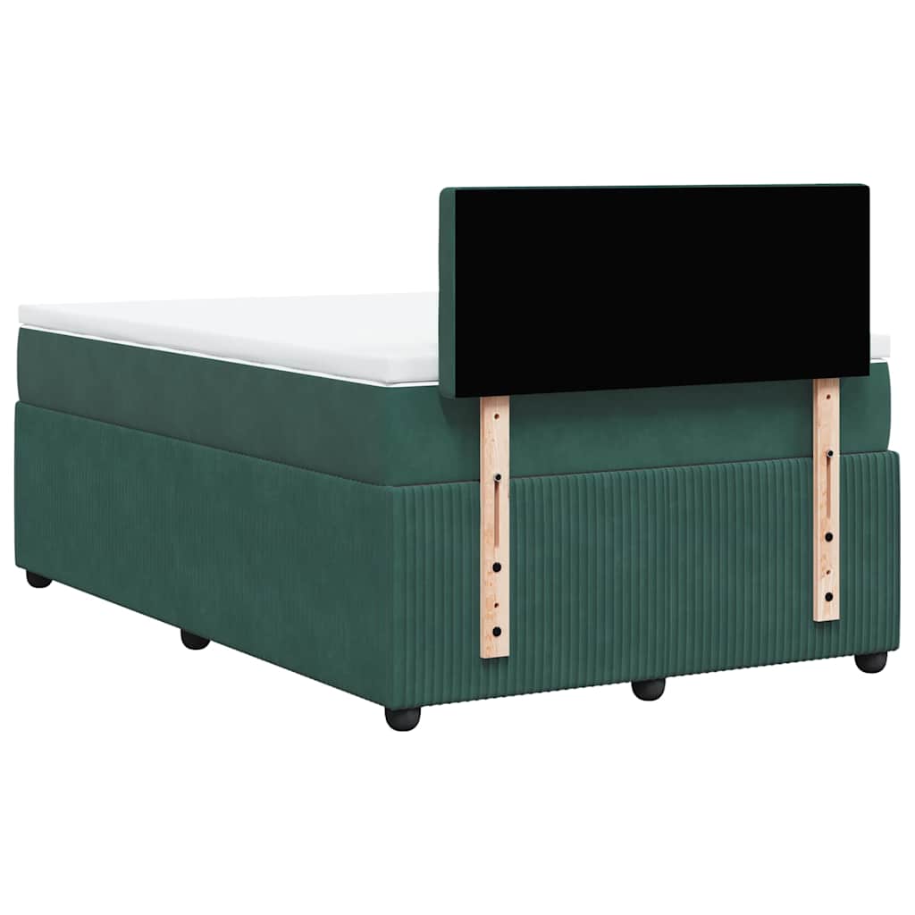 Κρεβάτι Boxspring με Στρώμα Σκούρο Πράσινο 120x200εκ. Βελούδινο - Pakobazaar