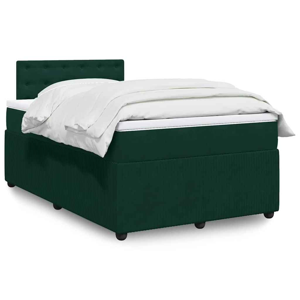 Κρεβάτι Boxspring με Στρώμα Σκούρο Πράσινο 120x200εκ. Βελούδινο - Pakobazaar