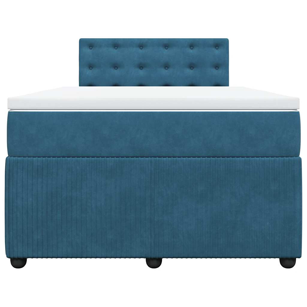 Κρεβάτι Boxspring με Στρώμα Μπλε 120x200 εκ. Βελούδινο - Pakobazaar