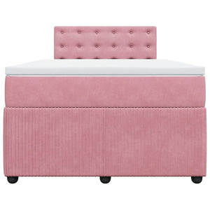 Κρεβάτι Boxspring με Στρώμα Ροζ 120x200 εκ. Βελούδινο - Pakobazaar