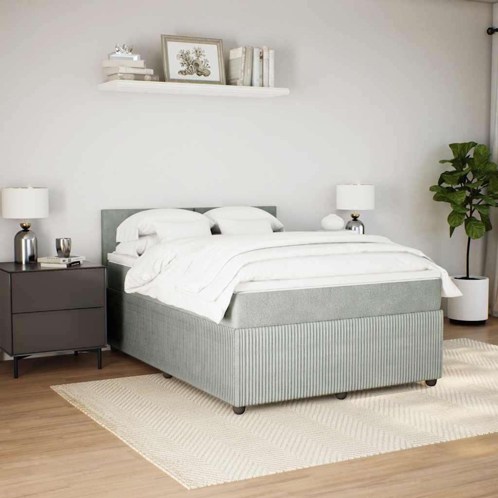 Κρεβάτι Boxspring με Στρώμα Ανοιχτό Γκρι 140x190 εκ. Βελούδινο